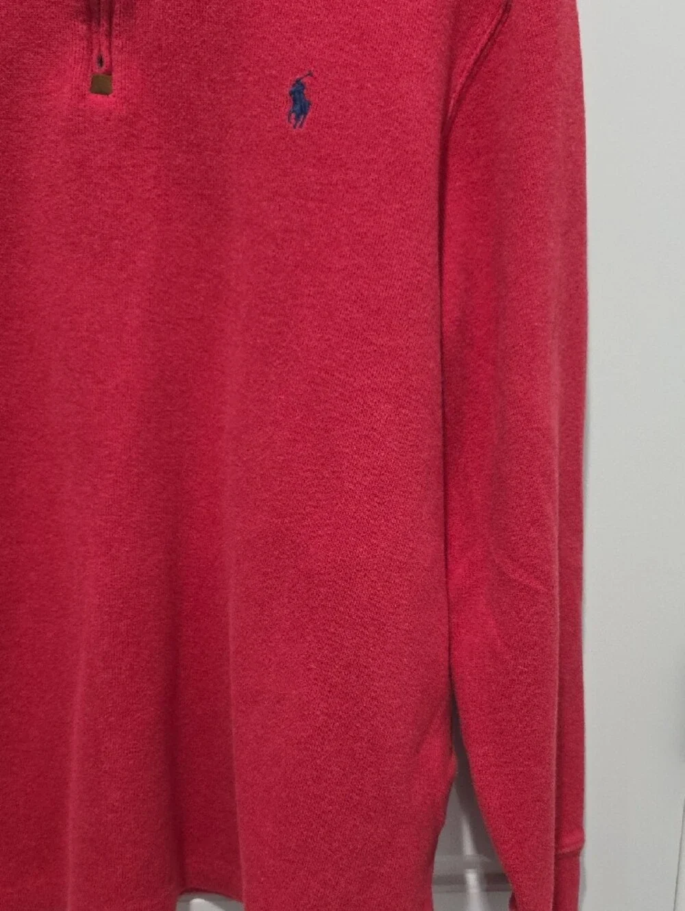 Polo by Ralph Lauren Men's Red Quarter-Zip Sweater with Navy Pony